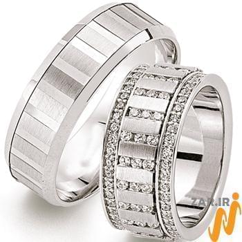 ست حلقه ازدواج جواهر با نگین الماس تراش برلیان مدل: srd1272