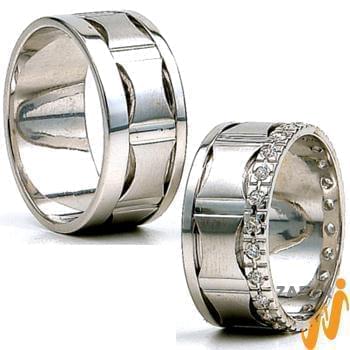 ست حلقه ازدواج جواهر با نگین الماس تراش برلیان مدل: srd1274