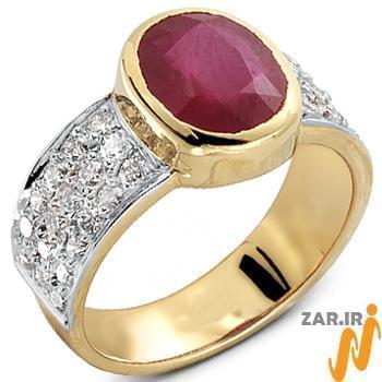 انگشتر جواهر زنانه یاقوت قرمز و الماس تراش برلیان: مدل rgf1351