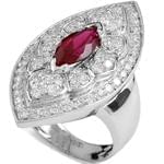 انگشتر جواهر زنانه یاقوت قرمز و الماس تراش برلیان: مدل rgf1353