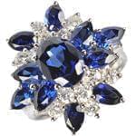 انگشتر جواهر زنانه یاقوت کبود و الماس تراش برلیان: مدل rgf1355