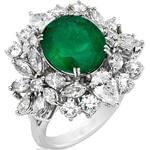 انگشتر جواهر زنانه زمرد و الماس تراش برلیان و مارکیز: مدل rgf1356