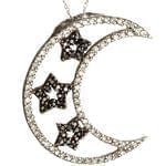 آویز الماس سیاه و سفید با طلای سفید طرح ستاره مدل: pdb2068