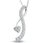 آویز الماس تراش برلیان با طلای سفید طرح قلب (heart) مدل: pdb2069