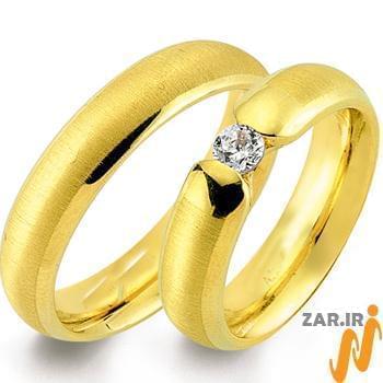 ست حلقه ازدواج جواهر با نگین الماس تراش برلیان مدل: srd1277 