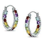 گوشواره جواهر یاقوت قرمز، آمتیس، توپاز، زبرجد و سیترین مدل: edf1265