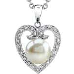 آویز جواهر مروارید و الماس تراش برلیان طرح قلب مدل: npdf1228
