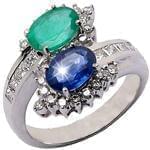 انگشتر جواهر زنانه زمرد، یاقوت کبود و الماس تراش برلیان: مدل rgf1357