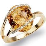 انگشتر جواهر زنانه سیترین و الماس تراش برلیان: مدل rgf1360