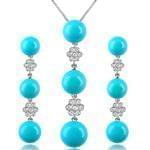 نیم ست جواهر آویز و گوشواره با نگین فیروزه و برلیان مدل: hsdf1260