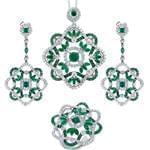 نیم ست جواهر آویز و گوشواره و انگشتر با نگین زمرد و برلیان مدل: hsdf1262