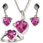 نیم ست جواهر آویز و گوشواره و انگشتر با نگین تورمالین و برلیان طرح قلب مدل: hsdf1263