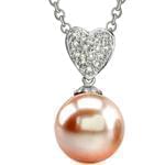 آویز جواهر مروارید و الماس تراش برلیان طرح قلب مدل: npdf1234