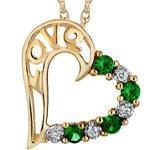 آویز جواهر زمرد و الماس تراش برلیان طرح قلب (love) مدل: npdf1236