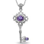 آویز جواهر آمتیس و الماس تراش برلیان طرح کلید مدل: npdf1240