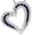 آویز جواهر یاقوت کبود و الماس تراش برلیان طرح قلب  مدل: npdf1243