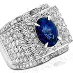 انگشتر جواهر با نگین یاقوت کبود و الماس تراش برلیان طرح رجال: مدل rgm1378