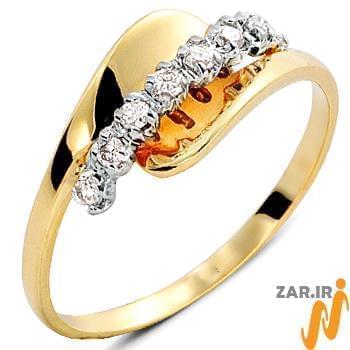 انگشتر جواهر زنانه الماس با طلای زرد مدل: ring2048 