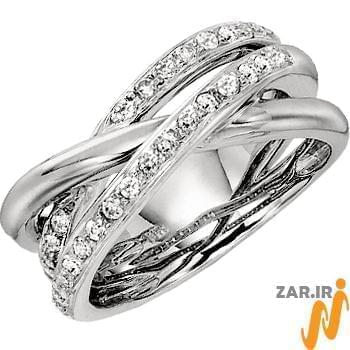 انگشتر جواهر زنانه الماس با طلای سفید مدل: ring2049
