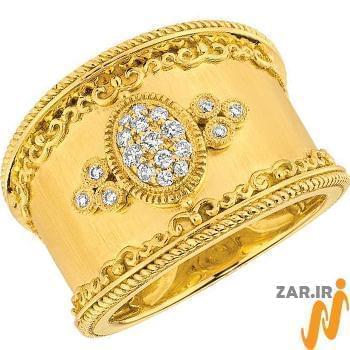 انگشتر جواهر زنانه الماس با طلای زرد مدل: ring2052