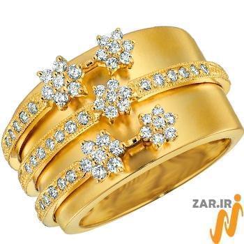 انگشتر جواهر زنانه الماس با طلای زرد طرح فلاور (flower) مدل: ring2054