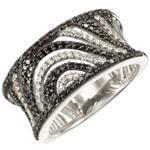 انگشتر جواهر زنانه الماس سیاه و سفید با طلای سفید مدل: ring2055