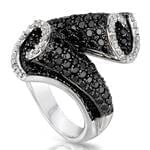 انگشتر جواهر زنانه الماس سیاه و سفید با طلای سفید مدل: ring2057