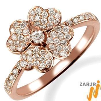 انگشتر جواهر زنانه الماس با طلای رزگلد طرح فلاور (flower) 