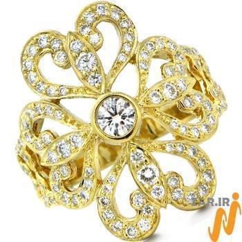 انگشتر جواهر زنانه الماس با طلای زرد مدل: ring2059
