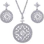 نیم ست گوشواره و آویز الماس تراش برلیان : مدل hdset2021