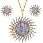 نیم ست گوشواره و آویز الماس تراش برلیان طرح خورشید: مدل hdset2023