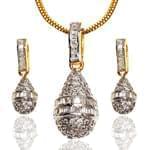 نیم ست گوشواره و آویز الماس تراش برلیان و باگت: مدل hdset2024