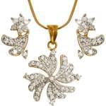 نیم ست گوشواره و آویز الماس تراش برلیان : مدل hdset2025