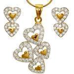 نیم ست گوشواره و آویز الماس تراش برلیان طرح قلب: مدل hdset2026