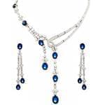 سرویس عروسی جواهر با نگین یاقوت کبود و الماس تراش برلیان مدل: bset2137