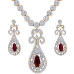 سرویس عروسی جواهر با نگین یاقوت قرمز و الماس تراش برلیان مدل: bset2142