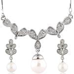 سرویس عروسی جواهر با نگین مروارید و الماس تراش برلیان مدل: bset2144