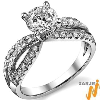 حلقه ازدواج طلا سفید با نگین الماس مدل 2012: شماره eng2049