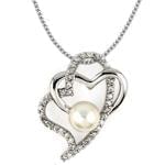 آویز طلا سفید با نگین مروارید و برلیان طرح قلب مدل: npdf1129