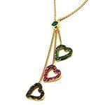 آویز طلا زرد با نگین زمرد و یاقوت آبی و قرمز طرح قلب مدل: npdf1132