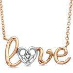 آویز طلای دو رنگ با نگین برلیان طرح love مدل: npdf1135