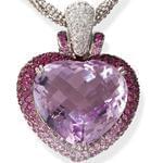 آویز طلا سفید با نگین آمتیس و برلیان طرح قلب مدل: npdf1137