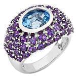 انگشتر زنانه طلا سفید با نگین توپاز و آمتیس: مدل rgf1269