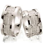 حلقه ست عروسی طلای سفید با نگین برلیان مدل: srd1150