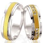 حلقه ست عروسی طلای زرد و سفید با نگین برلیان مدل: srd1153