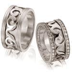 حلقه ست عروسی طلا با نگین الماس تراش برلیان مدل: srd1156