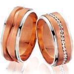 حلقه ست عروسی طلای رزگلد و سفید با نگین برلیان مدل: srd1157