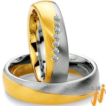 ست حلقه عروسی با نگین الماس تراش برلیان مدل: srd1158