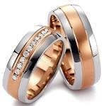 ست حلقه عروسی طلای مسی و سفید با نگین برلیان مدل: srd1160