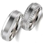 ست حلقه عروسی طلای سفید با نگین الماس تراش برلیان مدل: srd1162